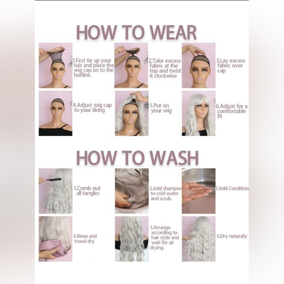 SOLD SHEIN LONG Synthetic Fiber Wig With Straight Black And White Hair - Picture 3 of 9